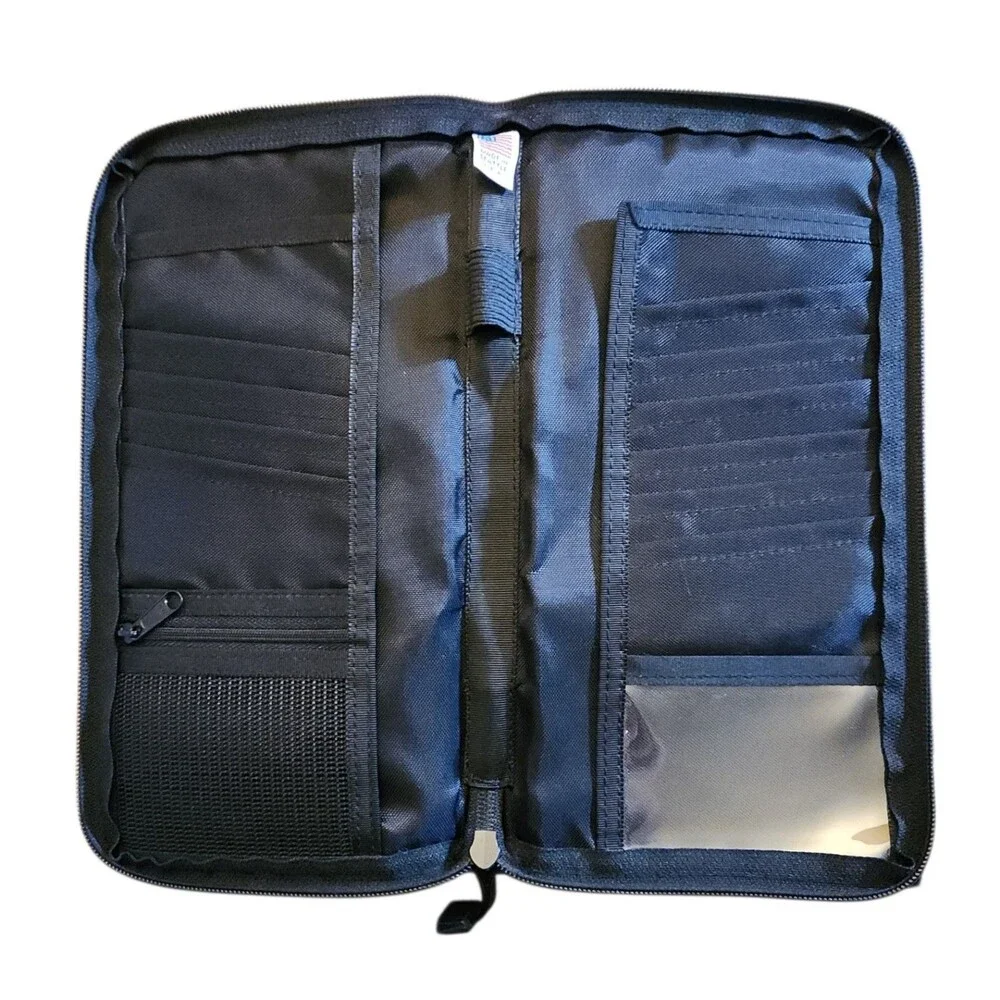 Vintage LL Bean Travel Wallet Passport ID Organizer Blue w/ Black  Made in USA